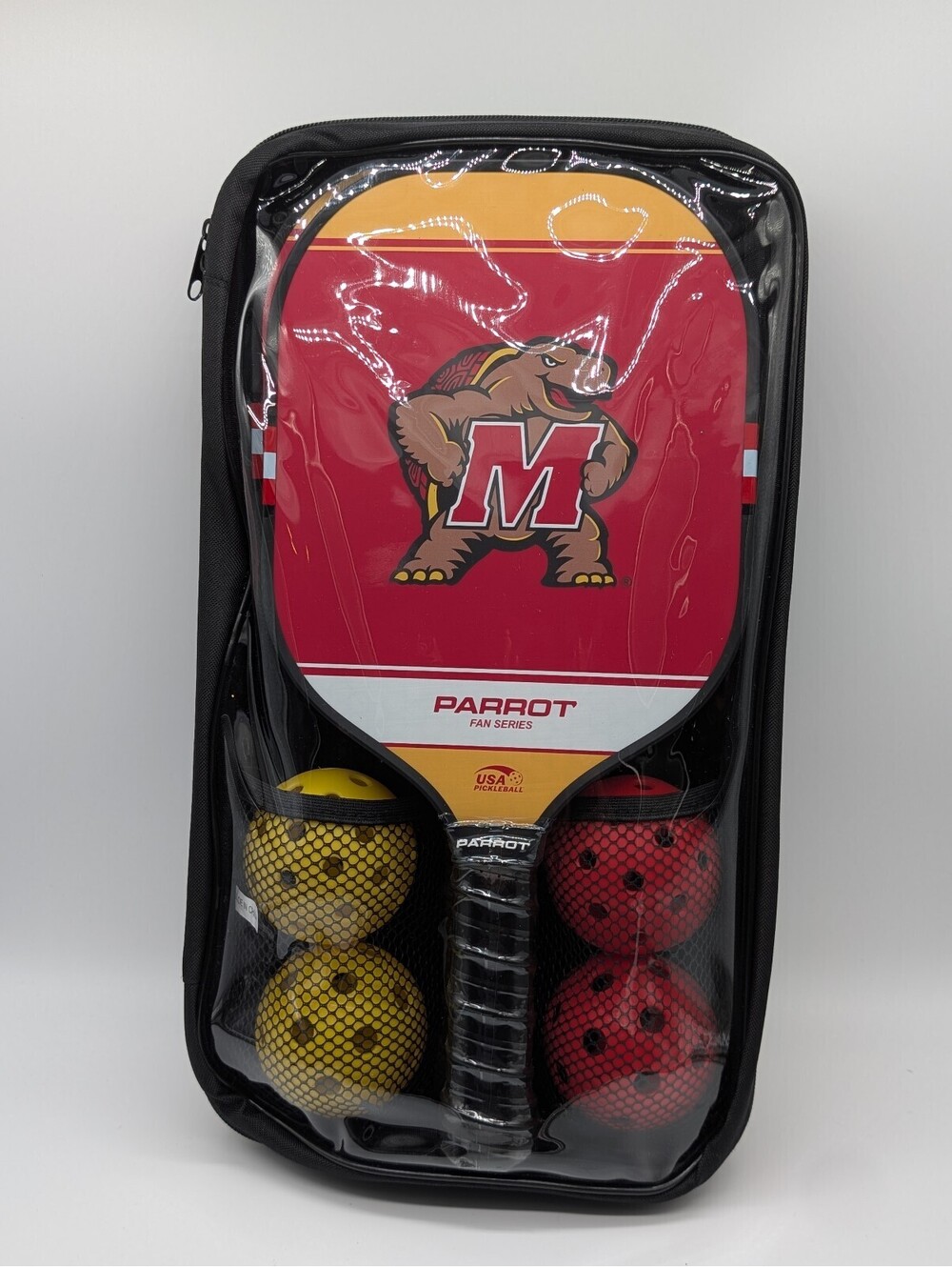 Parrot Paddle Maryland Terrapins Pickleball Paddle USAPA Approved + 4 Balls